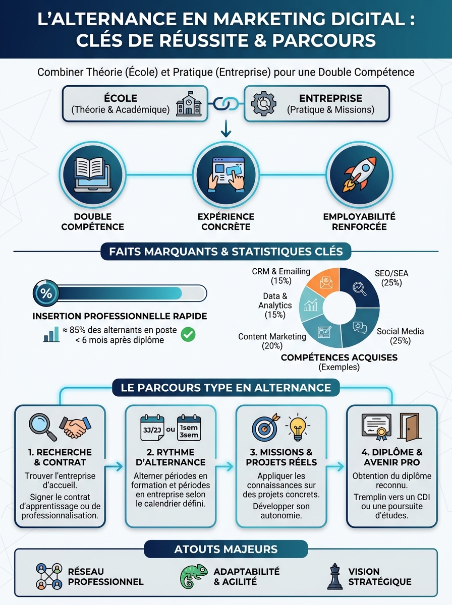 Infographie alternant marketing digital
